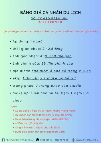 Bảng giá chụp ảnh cá nhân