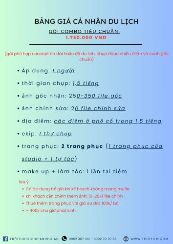 Bảng giá chụp ảnh cá nhân