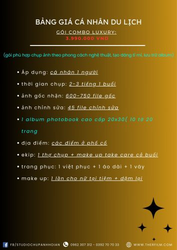 Bảng giá chụp ảnh cá nhân